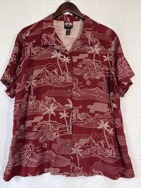 Vintage Harley Davidson Hawaiian Shirt 1W Women Size 1X Rayon Button Made in USA
